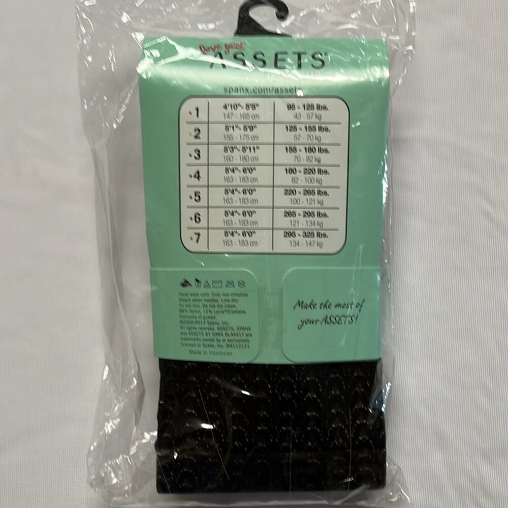 SPANX Assets Shaping Tights Textured Wish Bone Black Size 3 Flattens Smoothes - Picture 5 of 7